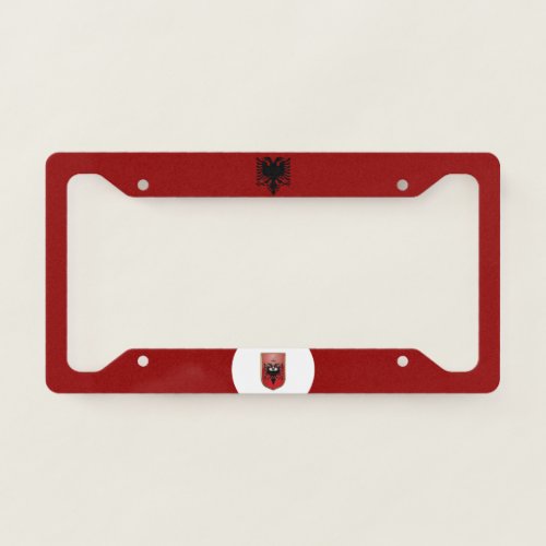 Albanian flag_coat of arms license plate frame