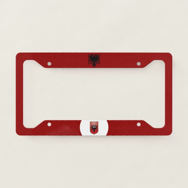 Albanian flag-coat of arms license plate frame (Front)