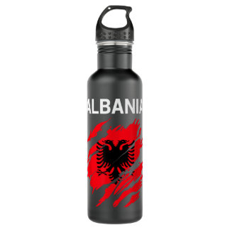 Albanian Flag Colours Stainless Steel Water Bottle