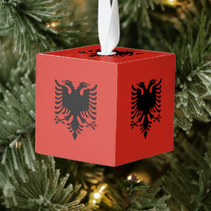 Albanian flag cube ornament