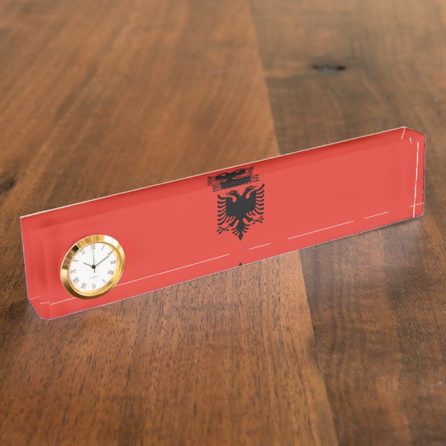 Albanian flag desk name plate (Side)