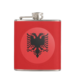 Albanian Flag & drink, travel Albania /sports fans Flask