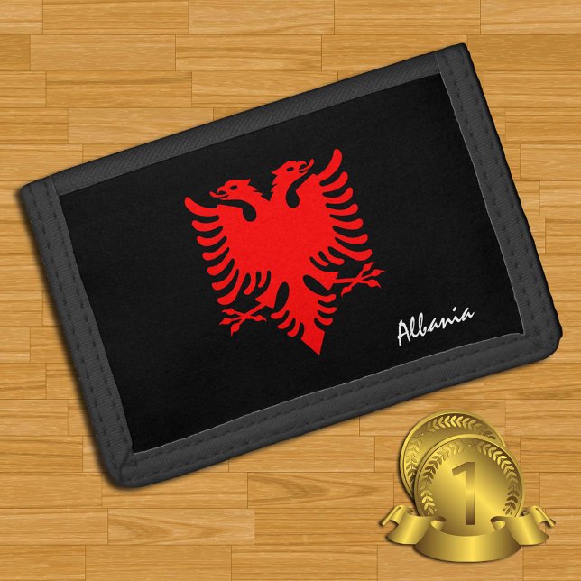 Albanian flag, emblem, Albania fashion Tri-fold Wallet (Creator Uploaded)