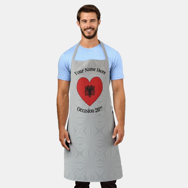 Albanian Flag Flag Heart Personalized Apron (Worn)