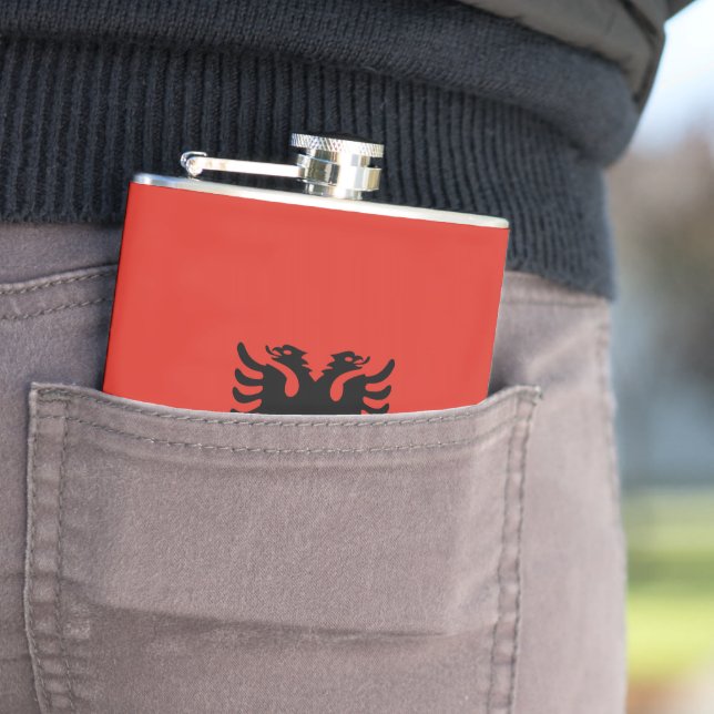 Albanian flag flask (In Situ)