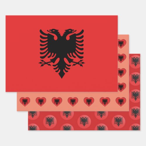 Albanian Flag Heart  Albania Fashion  Gift Set Wrapping Paper Sheets
