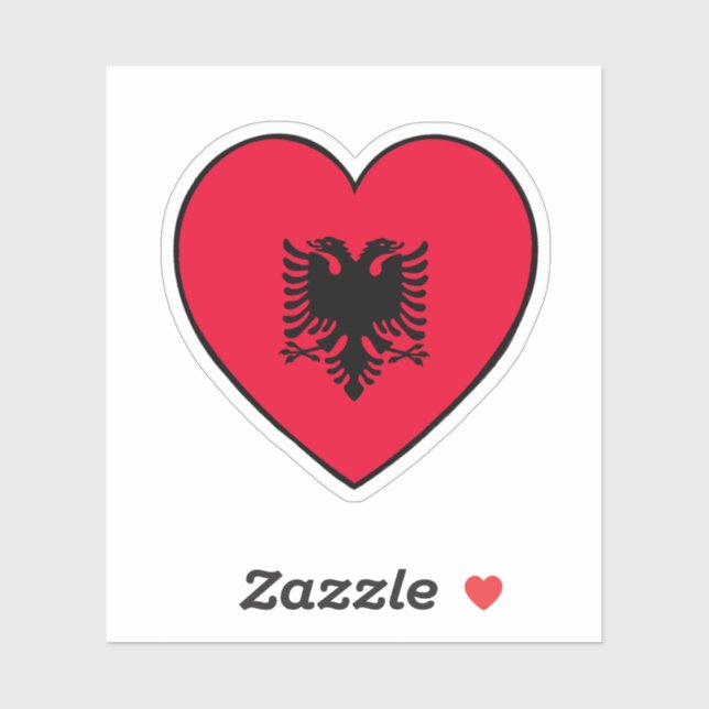 Albanian flag heart sticker (Sheet)