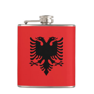Albanian Flag & Heart, travel Albania /sports fans Flask