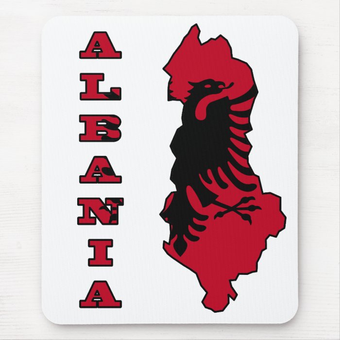 Albanian Flag in Outline Map of Albania Mousepad