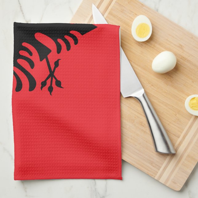 Albanian flag kitchen towel (Quarter Fold)