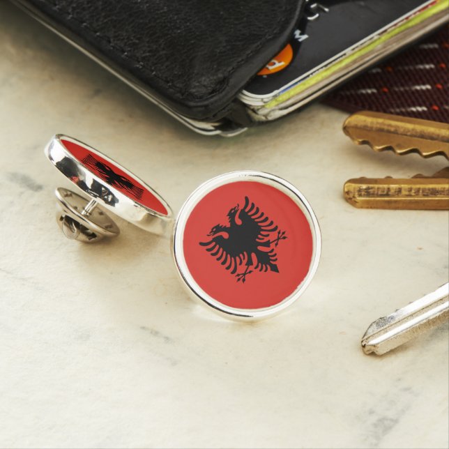 Albanian flag lapel pin (In Situ)