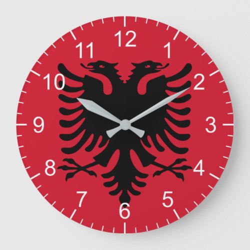 Albanian Flag Large Clock