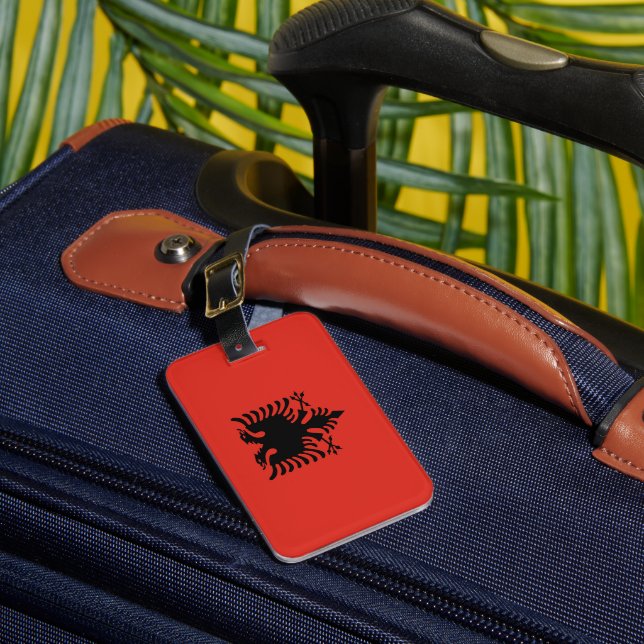Albanian flag luggage tag (Front Insitu 1)