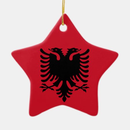 Albanian Flag On Ceramic Star Pendant Ceramic Ornament