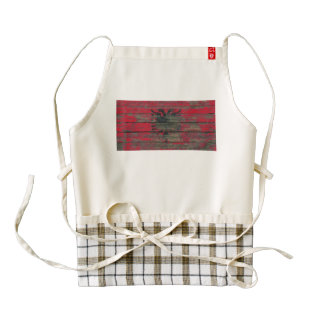Albanian Flag on Rough Wood Boards Effect Zazzle HEART Apron