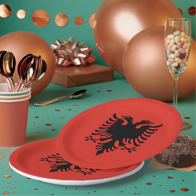 Albanian flag paper plates (Multi)