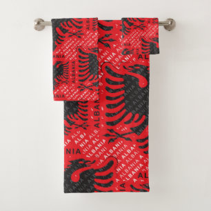 Albanian flag pattern 2 bath towel set