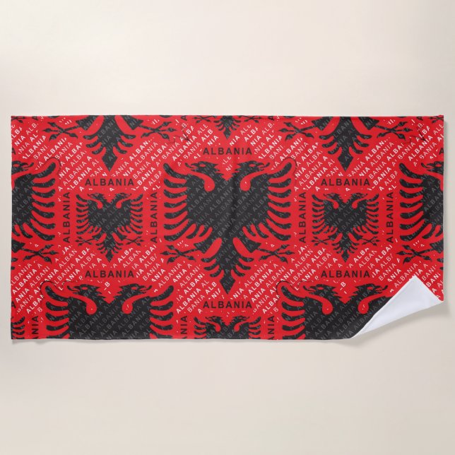 Albanian flag pattern 2 beach towel (Front)