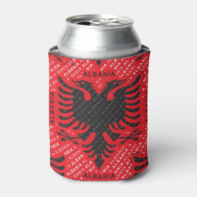 Albanian flag pattern 2 can cooler (Can Front)