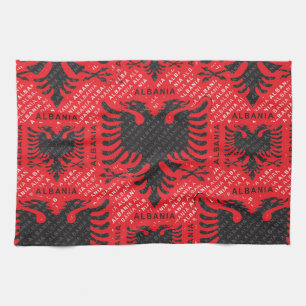 Albanian flag pattern 2 kitchen towel