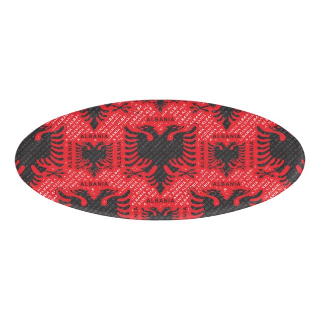 Albanian flag pattern 2 name tag (Front)