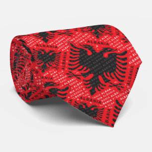 Albanian flag pattern 2 neck tie