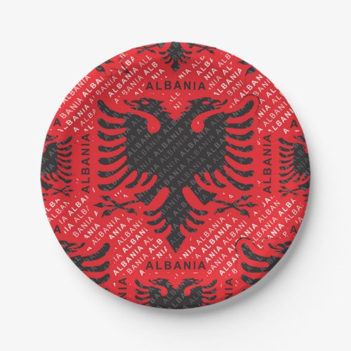 Albanian flag pattern 2 paper plates