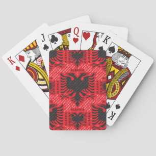 Albanian flag pattern 2 poker cards