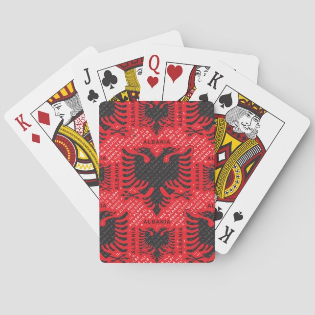 Albanian flag pattern 2 poker cards (Back)