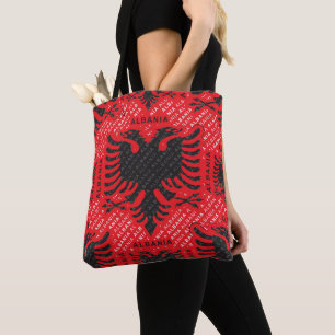 Albanian flag pattern 2 tote bag