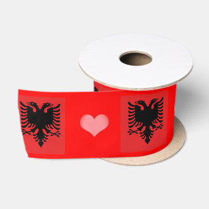 Albanian Flag ribbon, Heart, love Albania Satin Ribbon
