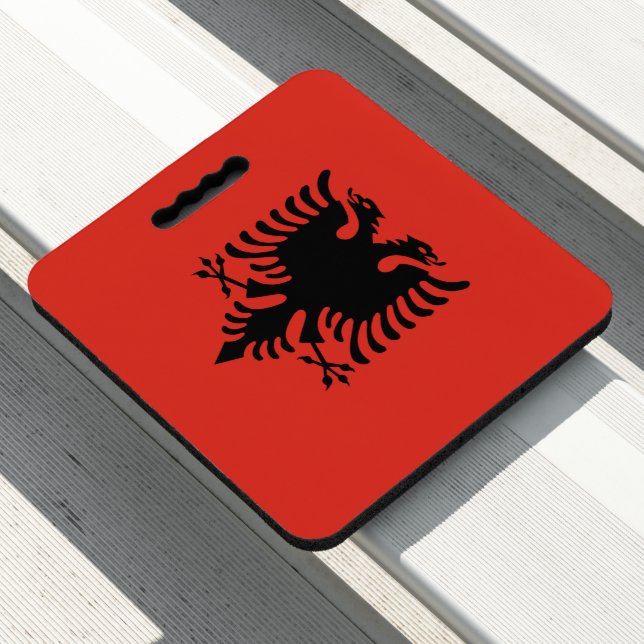 Albanian flag seat cushion (In Situ)