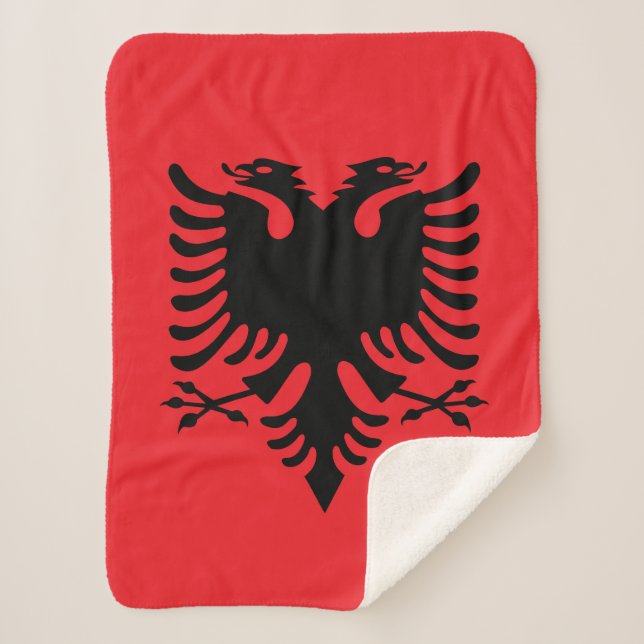 Albanian flag sherpa blanket (Front)