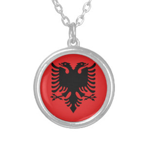 Albanian Flag Silver Plated Necklace
