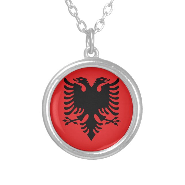 Albanian Flag Silver Plated Necklace (Front)