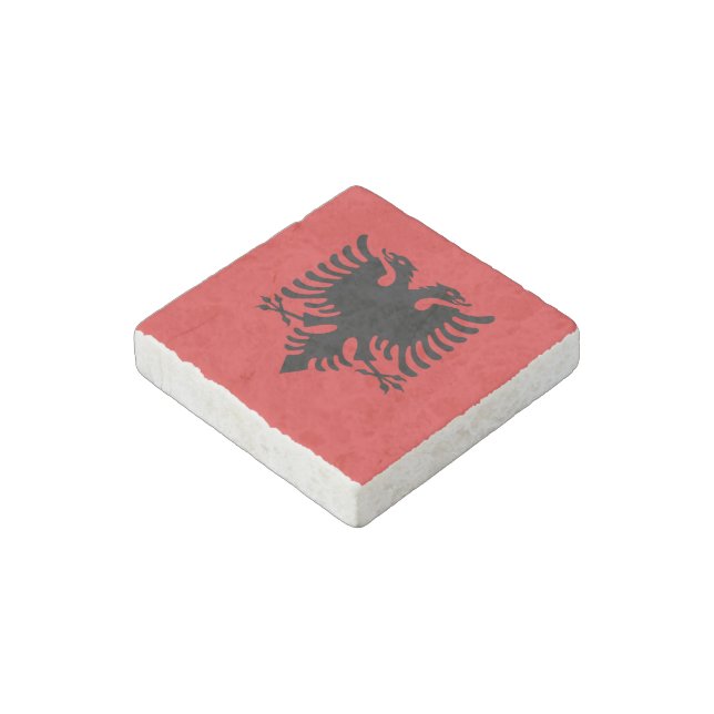 Albanian flag stone magnet (Angled)