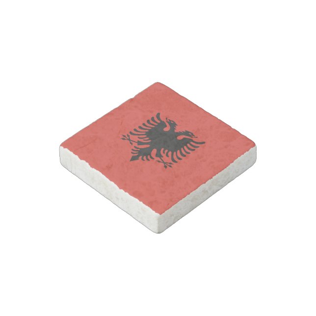 Albanian flag stone magnet (Angled)