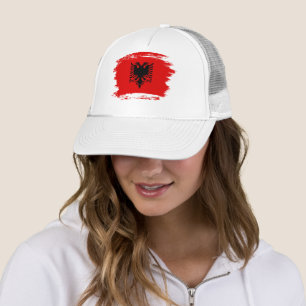 Albanian flag trucker hat