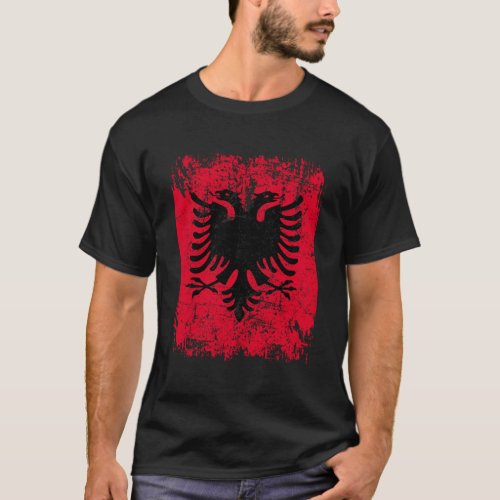 Albanian Flag Vintage Albanian Flag Big Albania Fl T_Shirt