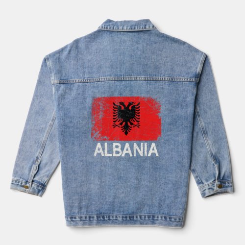 Albanian Flag Vintage Made In Albania  Denim Jacket