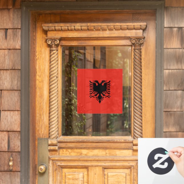 Albanian flag window cling (Home Door)
