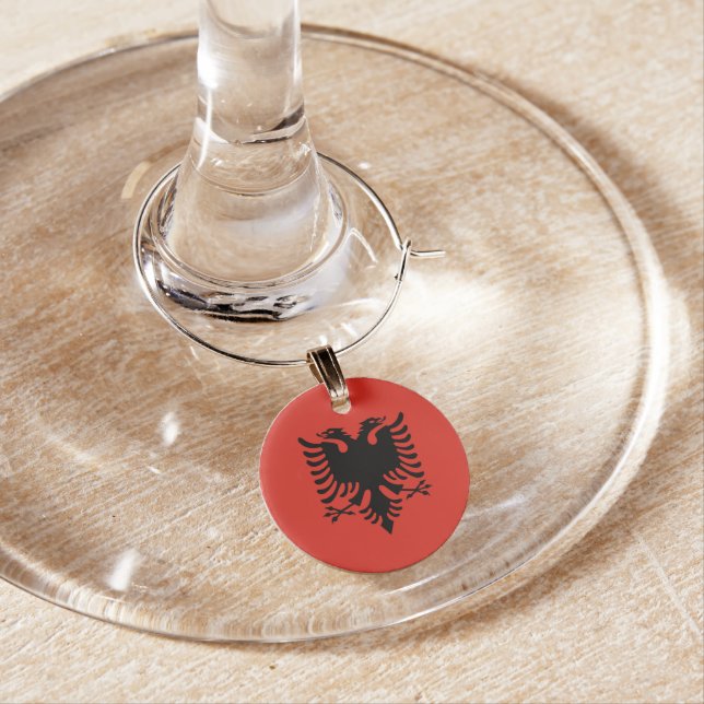 Albanian flag wine charm (In Situ)