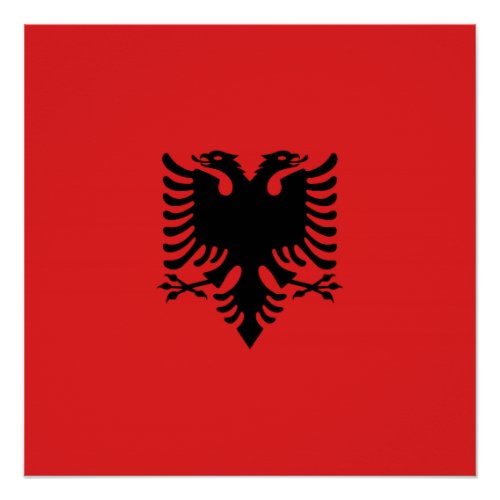 Albanian flag with two_headed eagle poster