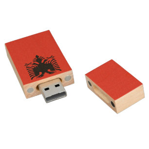Albanian flag wood flash drive