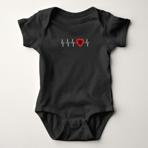 Albanian Heartbeat I Love Albania Flag Heart Pride Baby Bodysuit