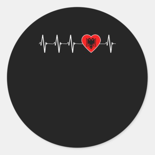 Albanian Heartbeat I Love Albania Flag Heart Pride Classic Round Sticker