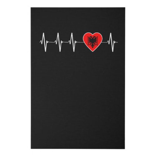 Albanian Heartbeat I Love Albania Flag Heart Pride Faux Canvas Print