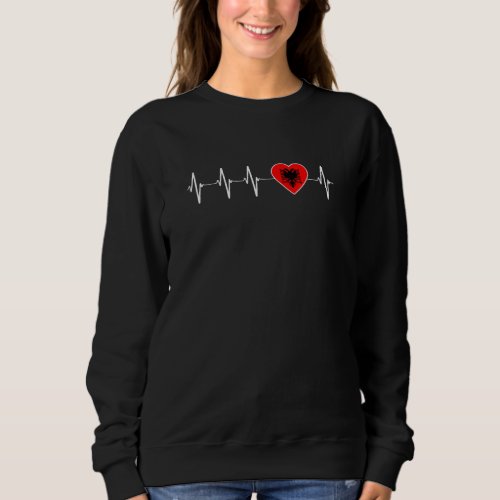 Albanian Heartbeat I Love Albania Flag Heart Pride Sweatshirt