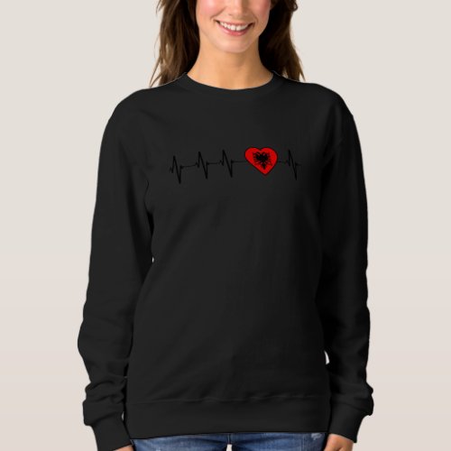 Albanian Heartbeat I Love Albania Flag Heart Pride Sweatshirt