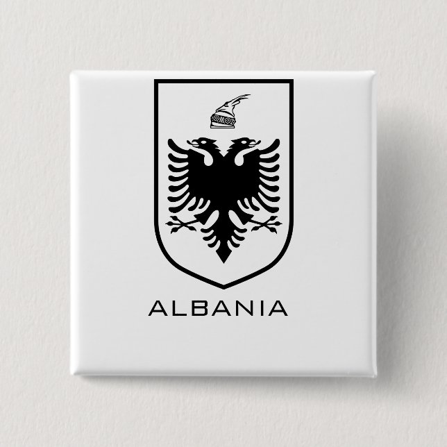 Albanian National Coat of Arms Heritage Ink Button (Front)